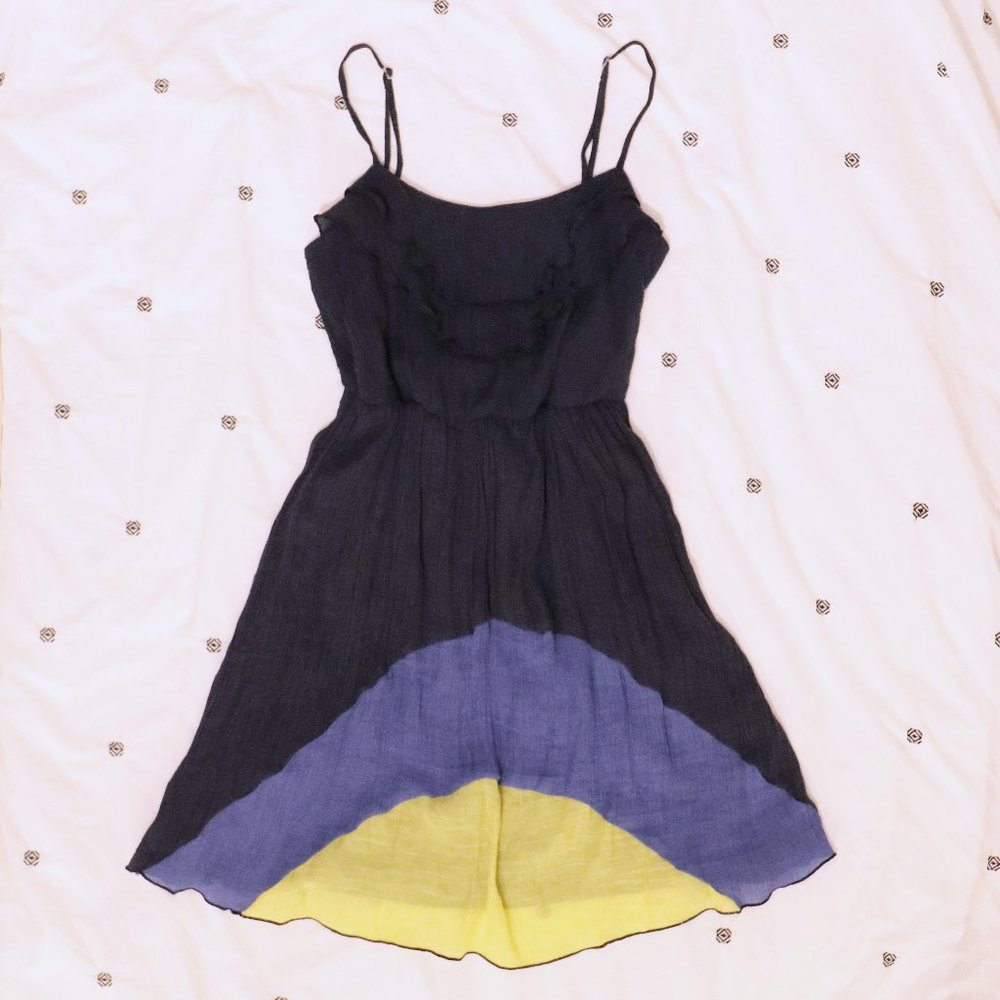 Blue and Yellow Colorblock Flowy Sundress
